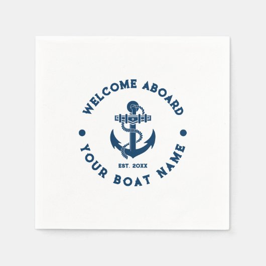 Anker für Vintage Nautikboote, blau und weiß Serviette (Vorderseite)