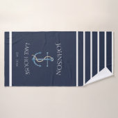 Anker gestreiftes Lake House Navy Badehandtuch (Badehandtuch)