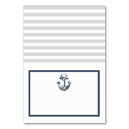 Anker Grau und Navy Blue Nautical Sitzkarte Tischnummer (Vorderseite)