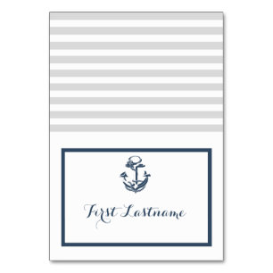 Anker Grau und Navy Blue Nautical Sitzkarte Tischnummer