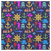 Anker, Helme, Piraten. Farbenfrohe Schönheitsmuste Stoff (Muster)