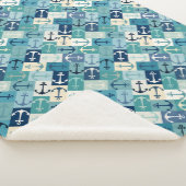 Anker-Herringbone Blau Sherpadecke (3/4)