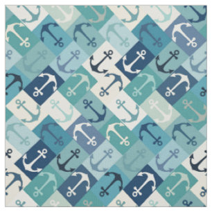 Anker-Herringbone Blau Stoff