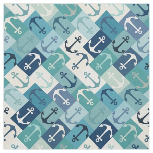 Anker-Herringbone Blau Stoff (Muster)
