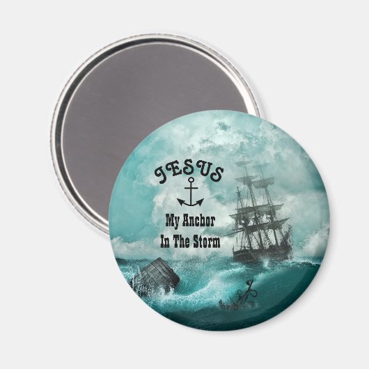 "Anker im Sturm Magnet (Vorderseite/Rückseite)