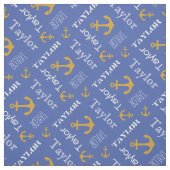Anker individuelle Name Gold blauer nautischer Tex Stoff (Muster)