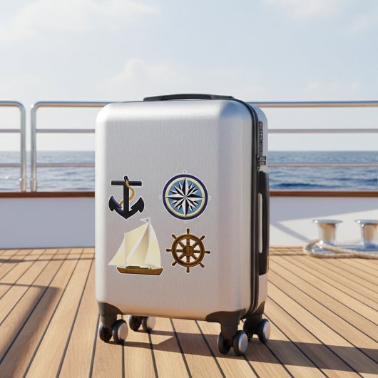 Anker, Kompass-Rose, Boots- und Schiffshelm Aufkleber