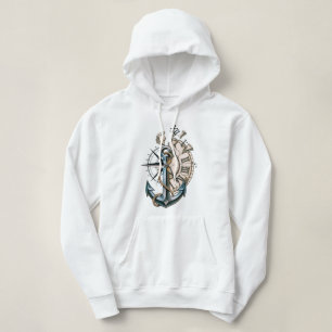 Anker Kompass Uhr Vintage Nautical Tattoo Design Hoodie