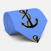 Anker Krawatte blau, schwarz, gold (Gerollt)