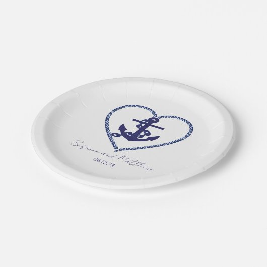 Anker Liebe Nautical Wedding Paper Teller (Schrägansicht)