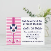 Anker-Mädchen-Einladung Einladung (Stehend Vorderseite)