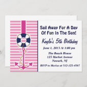 Anker-Mädchen-Einladung Einladung (Vorne/Hinten)