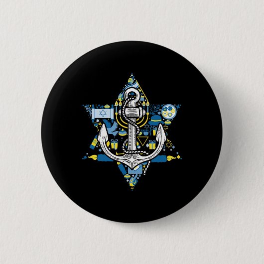 Anker Menora Stern Chanukka Bootfahren Segeln Chan Button (Vorderseite)