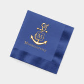 Anker mit Anfangsnamenmonogramm für KnottedRope Servietten Mit Folie (Links)