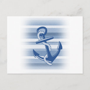 Anker mit Seil in blauen Tönen Postkarte