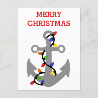 Anker mit Weihnachtsbeleuchtung Nautic Postkarte