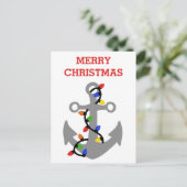 Anker mit Weihnachtsbeleuchtung Nautic Postkarte (Stehend Vorderseite)
