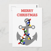 Anker mit Weihnachtsbeleuchtung Nautic Postkarte (Vorne/Hinten)
