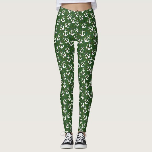 Anker mit Weihnachtslicht Nautic Leggings (Vorderseite)