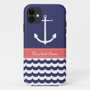 Anker mit Wellen und individueller Name in der Case-Mate iPhone Hülle