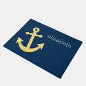 Anker mit Zickzack Blau-Gelb-Muster Fußmatte (Schrägansicht)