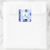 Anker-Monogramm-Aufkleber Quadratischer Aufkleber (Tasche)