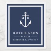 Anker-Monogramm-Gastgeschenk Hochzeit Weinetikette Weinetikett (Einzelnes Label)