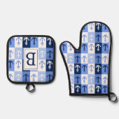 Anker-Monogramm Ofenhandschuh & Topflappen-Set (Vorderseite)