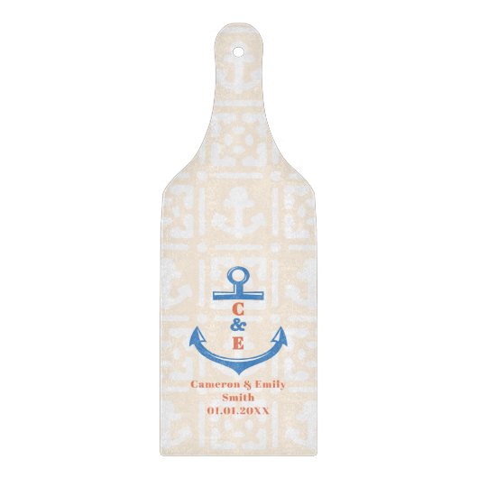 Anker-Monogramm-Paddel Schneidebrett (Vorderseite)