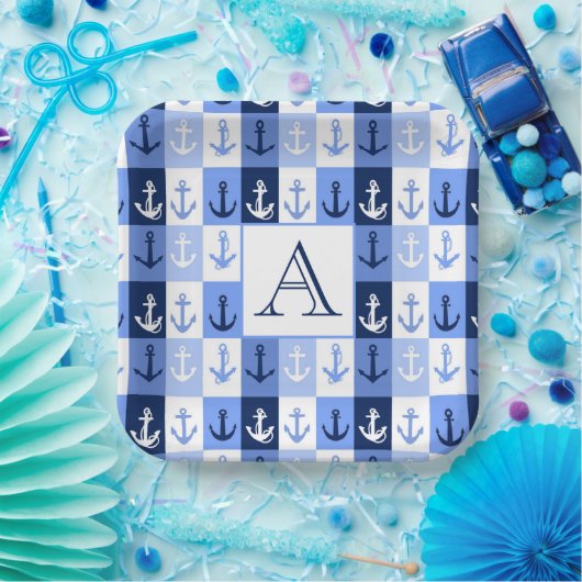 Anker-Monogramm-Teller Pappteller (Party)