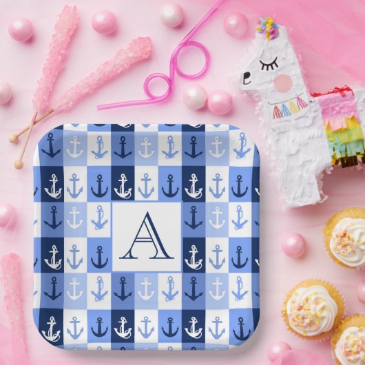 Anker-Monogramm-Teller Pappteller (Party)