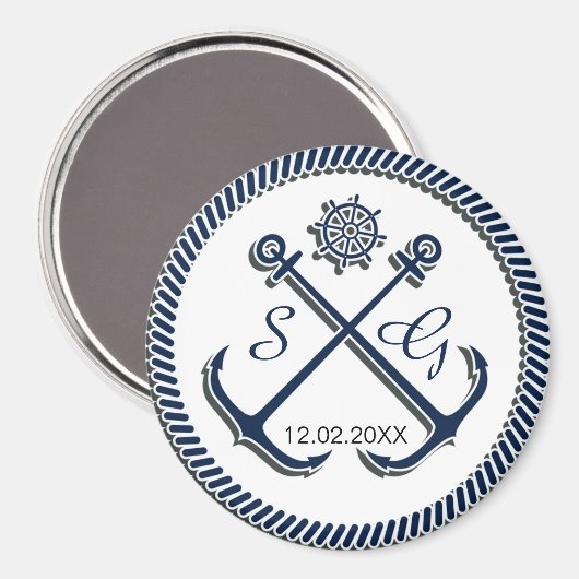 Anker Monogramme, Schöne Hochzeit speichern Sie da Magnet (Vorderseite/Rückseite)