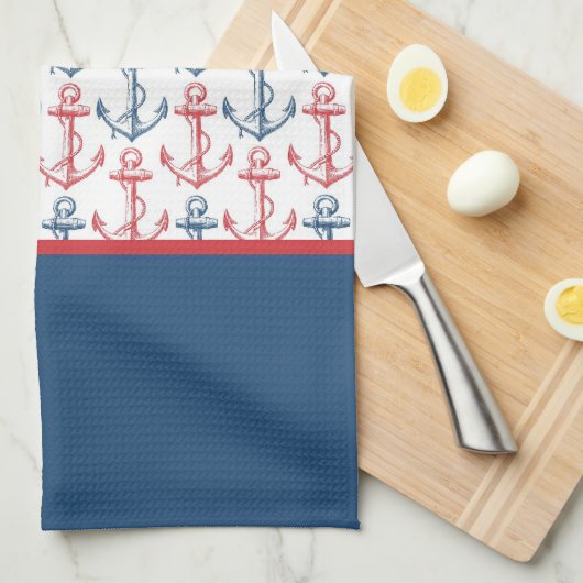 Anker-Muster Handtuch (Viertel Falte)