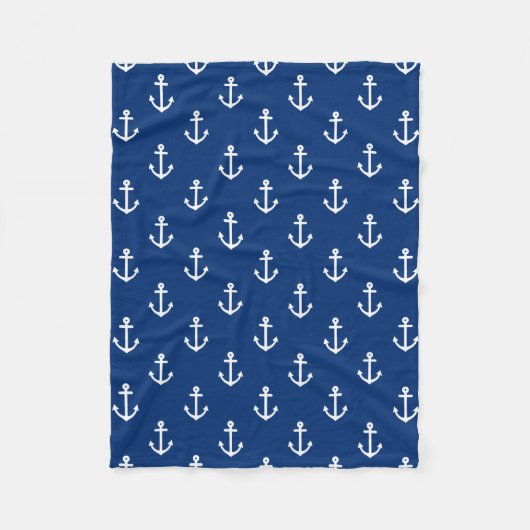 Anker-Muster in Marineblau Fleecedecke (Vorderseite)