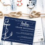 Anker Nautical Baby Dusche Einladung Marine Postca Postkarte<br><div class="desc">Schöne Ankerdusche mit Babydusche Einladung Postkarte.</div>