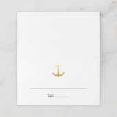 Anker Nautical Imitats Gold Foil | Hochzeit am Oze Platzkarte (Außenseite Aufgefaltet)