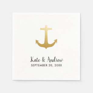 Anker Nautical Imitats Gold Foil   Hochzeit am Oze Serviette