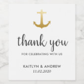 Anker Nautical Imitats Gold Foil | Hochzeit Danke Weinetikett (Einzelnes Label)