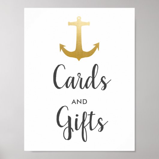 Anker Nautical Imitats Gold Foil | Hochzeitszeiche Poster (Vorne)