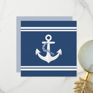 Anker Nautical Segeln Booten Weiß Navy Blau Dankeskarte