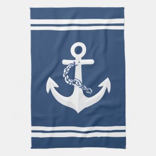 Anker Nautical Segeln Booten Weiß Navy Blau Geschirrtuch