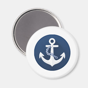 Anker Nautical Segeln Booten Weiß Navy Blau Magnet