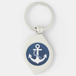 Anker Nautical Segeln Booten Weiß Navy Blau Schlüsselanhänger