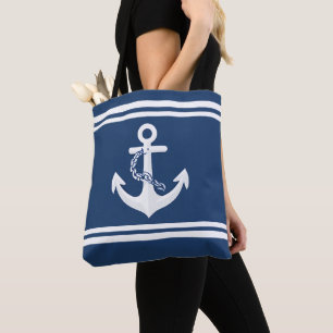 Anker Nautical Segeln Booten Weiß Navy Blau Tasche