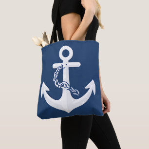 Anker Nautical Segeln Booten Weiß Navy Blau Tasche