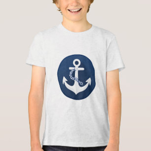 Anker Nautical Segeln Booten Weiß Navy Blau Tri-Blend Shirt