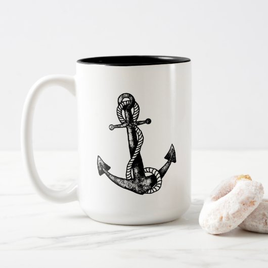 Anker Nautical  Zweifarbige Tasse (Mit Donut)