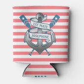 Anker-Nautische Streifen Personalisiert Dosenkühler (Vorderseite)