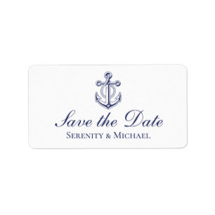 Anker Navy Blau Nautische Hochzeit Save The Date Adressaufkleber