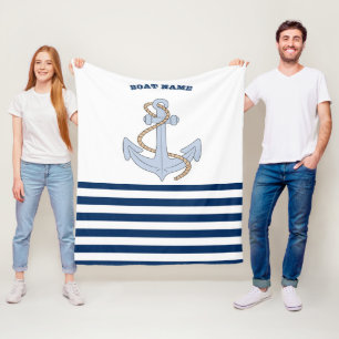 Anker Navy Blau Weiße Streifen Fleecedecke